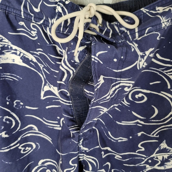 Nautica Vintage Swordfish Print Board Shorts Summer Swim Trunks Men's Size M - Picture 5 of 16